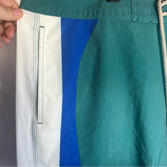 Fair Harbor Men’s Nautilus Boardshort Seapine Surf Stripe Green, White & Blue 38 - Picture 7 of 7